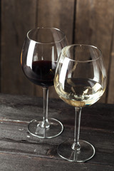 Glass of Wine on The Wooden Table