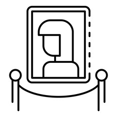 Museum woman picture icon. Outline museum woman picture vector icon for web design isolated on white background