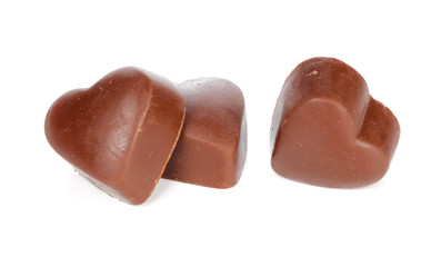 chocolate hearts isolated on white