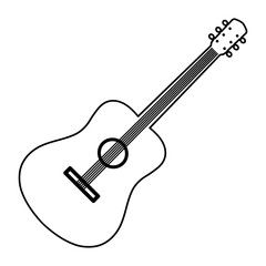 Black acoustic guitar shape. Flat icon. Vector illustration.