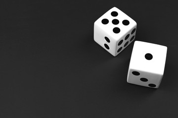 casino dices on the black background