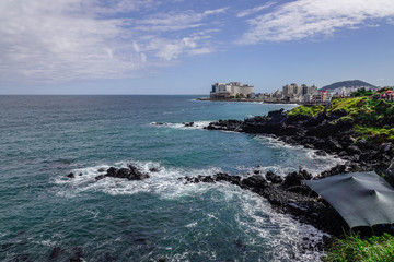 Beautiful sea and cliff in Jeju Island