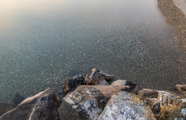 Water. Leman. Stone. Long Exposure. Top View. Lake