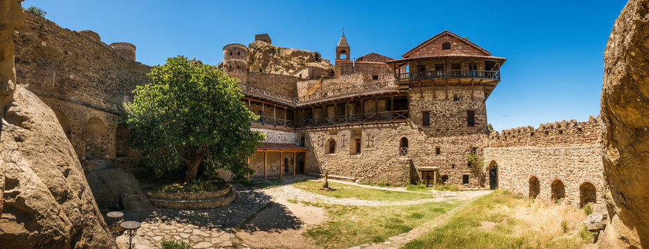 David Gareja is a rock-hewn Georgian Orthodox monastery complex in the Kakheti region of Georgia, on the half-desert slopes of Mount Gareja. The complex of cells and chapels hollowed in the rock face