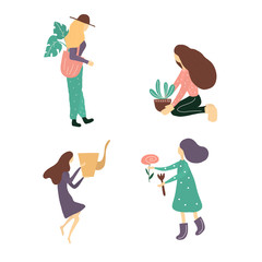 Fototapeta premium garden girls vector illustration