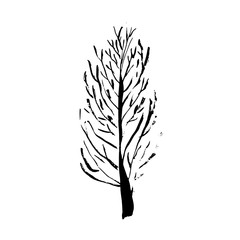 Tree silhouette. Hand drawn vector illustration.