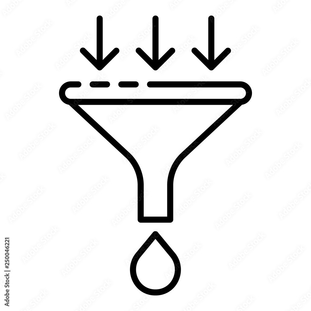 Poster water filter funnel icon. outline water filter funnel vector icon for web design isolated on white b