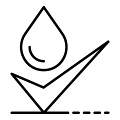 Approved water filtration icon. Outline approved water filtration vector icon for web design isolated on white background