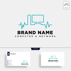 monitor line digital technology logo template vector illustration icon element