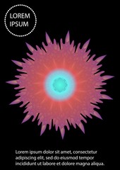 Abstract cover with mesh mandala. Volume mesh flower illustration, cool gradient colors. For design covers, presentation, invitation, flyers, annual reports, posters and business cards