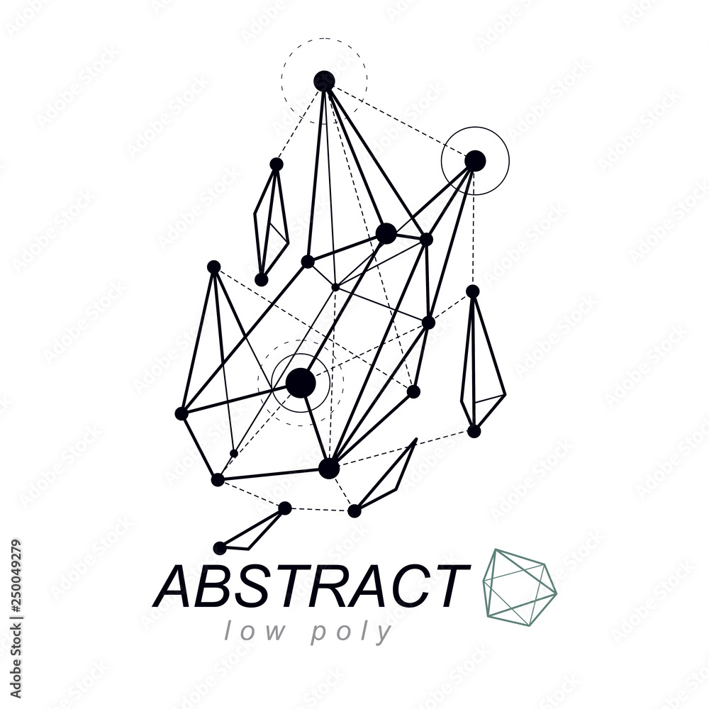 Poster abstract three-dimensional shape, vector design element. innovation technologies abstract emblem.