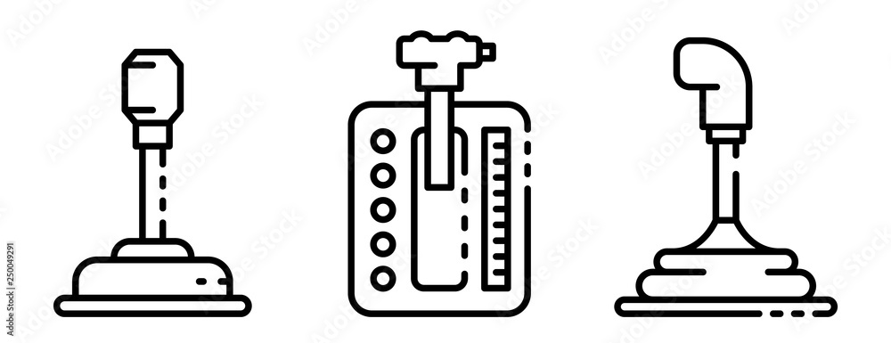 Poster gearbox icons set. outline set of gearbox vector icons for web design isolated on white background