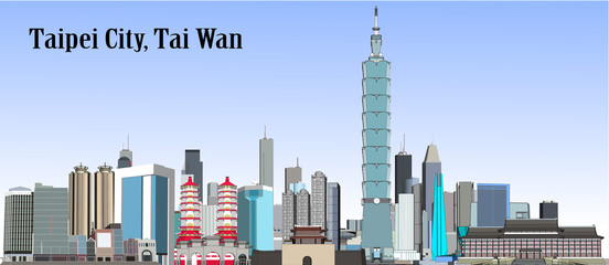 Obraz premium Vector Taipei City, Taiwan