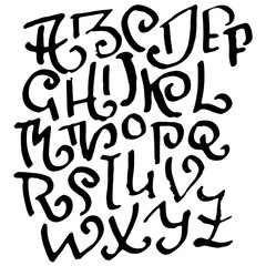 Modern brush lettering. Handdrawn grunge ink font. Vector illustration.