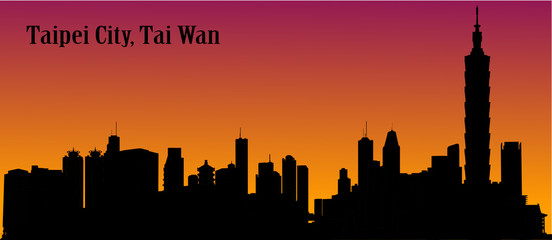 Fototapeta premium Vector Taipei City, Taiwan