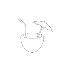 Coconut coctail. flat vector icon