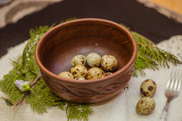 Fototapeta na wymiar Easter eggs in rustic style
