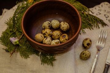 Easter eggs in rustic style