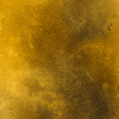 Gold luxury ink and watercolor textures on white paper background. Paint leaks and ombre effects. Hand painted vintage texture.