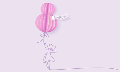 Happy 8 March womens day paper cut card