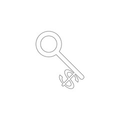 Dollar Currency Key. flat vector icon
