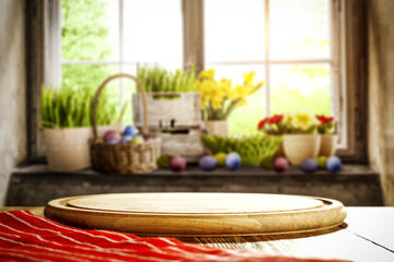 Desk of free space and Easter time. 