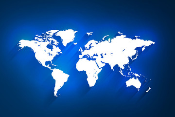 Weiße Weltkarte auf blauem Hintergrund, Vektor © perspectivexx