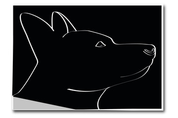 Обои минимализм черном фоне собака