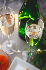 Delicious appetizer with red caviar.