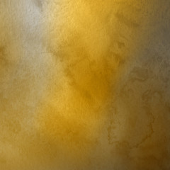 Gold luxury ink and watercolor textures on white paper background. Paint leaks and ombre effects. Hand painted vintage texture.