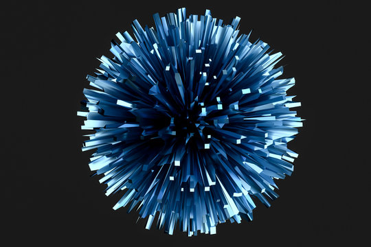 blue metallic explosion ball, 3d rendering
