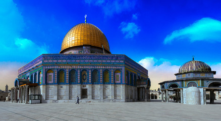 Naklejka premium Dome of the Rock Islamic Mosque Temple Mount, Jerusalem, Israel, Middle East