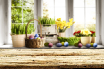 Desk of free space and Easter time. 