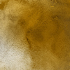 Gold luxury ink and watercolor textures on white paper background. Paint leaks and ombre effects. Hand painted vintage texture.