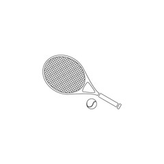 Tennis racket and ball. flat vector icon