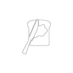 toast bread slice with butter and spreading knife. flat vector icon