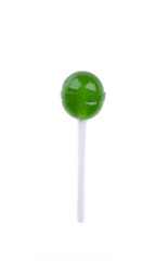 Green lollipop isolated on white background. Studio shot