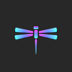 Gradient exotic dragonfly logo blue and pink blend colors, trendy creative t-shirt print branding identity