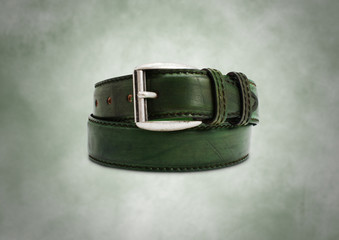 Green leather belt on beautiful background