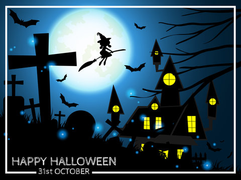 Halloween background with Happy Halloween text.
