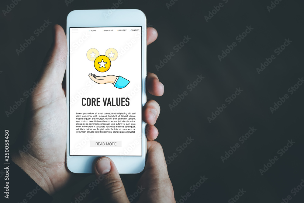 Poster core values concept on screen