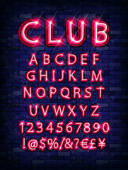 New modern neon set glowing alphabet