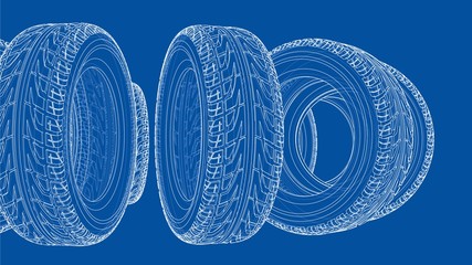 Car tires concept. Vector rendering of 3d © cherezoff