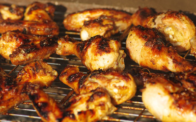 Grilled chicken on the grill