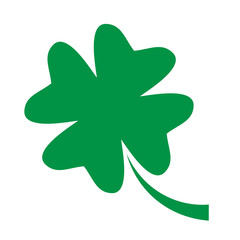 Shamrock - green four leaf clover icon. Good luck theme design element. Simple geometrical shape vector illustration