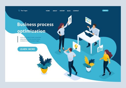 Isometric Landing Page for Business Solutions