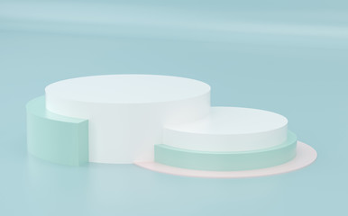 Empty pedestal for display. Platform for design. 3D rendering