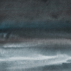 Colorful winter blue ink and watercolor textures on white paper background. Paint leaks and ombre effects. Hand painted abstract image. Deep sea.