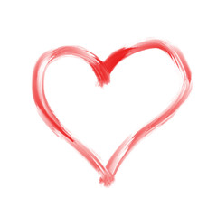 Heart. Drawing red paint on a white background.
