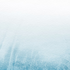 Colorful winter blue ink and watercolor textures on white paper background. Paint leaks and ombre effects. Hand painted abstract image. Deep sea.